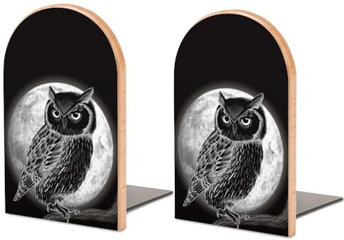Universelle kleine Buchstützen, 7,6 x 12,7 cm, Heimdekoration, Buchstütze, Buchhalter, ästhetischer Buchstopper für Bücher, Zeitschriften, Filme, CDs, DVDs, Videospiele, 1 Paar Tiere, Eule, Vogel,