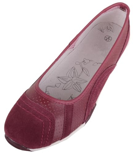 ABSOLUTE FOOTWEAR Womens Genuine Leather Ballerina Style Pump Dolly Shoes