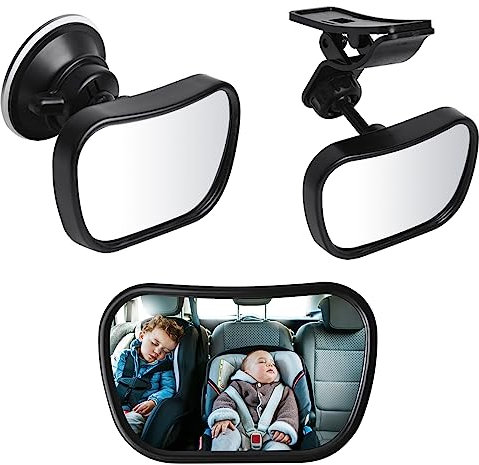 Specchio retrovisore per auto a 360° per sedile posteriore e sedile posteriore, baby mirror, colore nero