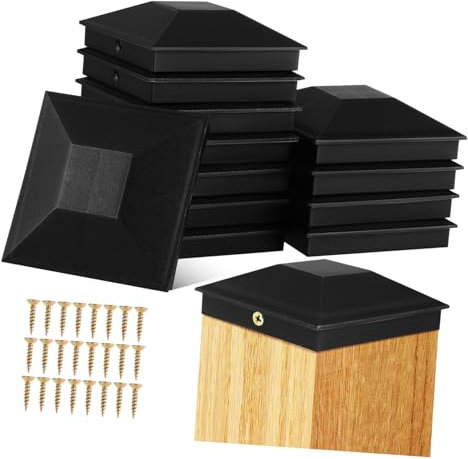 Vaguelly 12 Pz Tappi Per Pali Tappi Per Pali Per Ponte Coperture Per Pali Per Recinzione in Legno Tappi Per Pali Quadrati Cappucci Per Pali Resistenti Alle Intemperie Con Viti