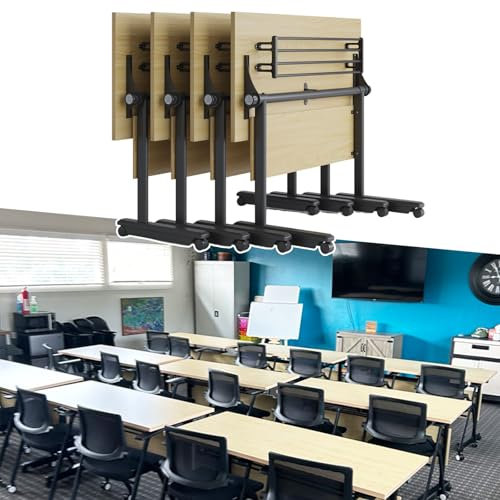 PVYGDXYI Zusammenklappbarer Konferenztisch, rechteckiger Konferenztisch für 2–9 Personen, Seminartisch für Büro, Konferenzraum (4, 140 cm L x 54,9 cm B x 74,9 cm H)