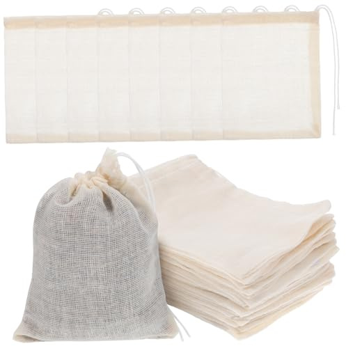 Cabilock 50 Pièces Sachets De Thé Vides Mousseline De Coton Infuseurs Pour Thé Et Soupe Filtres Avec Cordon De Serrage Vrac Et Épices