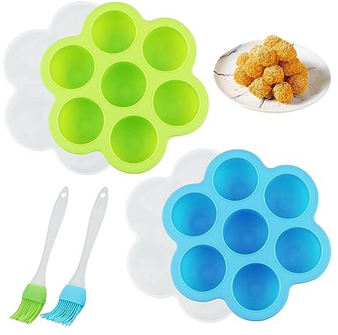Silicone Egg Bite Mold Set, 2 Pack 7 Cavity Air Fryer Muffin Pan