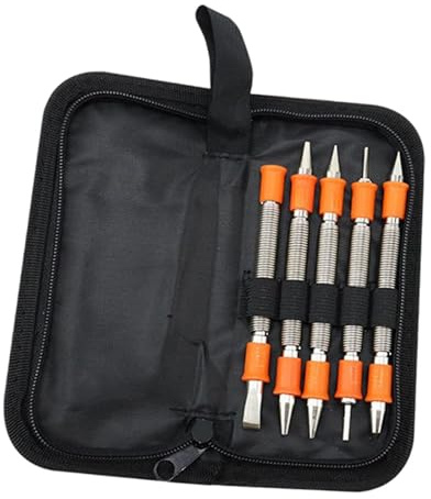 Dualoai 5 Pieces Heavy Duty Spring Loaded Center Punch Set, Non Slip Spring Punch Tool, Multifunctional Center Pin Punch Set for Positioning and Drilling
