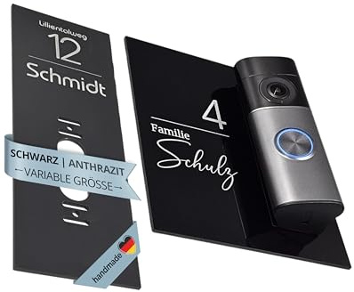 LazerlichtCraft Klingelschild für Ring Akku Videotürklingel, Plus & Pro (Battery Video Doorbell)(neueste Generation, 2.Gen.) personalisiert – Acrylglas Blende mit Wunschgravur – Türklingel Zubehör