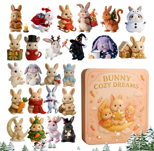 Arroopu Calendario 'Avvento a Forma di Coniglio - Giocattolo Decorativo da 24 Giorni - Calendario 'Avvento Coniglietto | Per Collezionabile Bambini Ragazzi Adulti Famiglia Vacanza Scuola