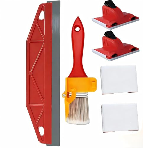 Paint Edger Tool Set of 4 – Cutting in Tools for Painting Walls, Ceilings & Trim, Reusable Edge Painting Tool with Replacement Pads – Essential Decorating Tools for Professional Finish