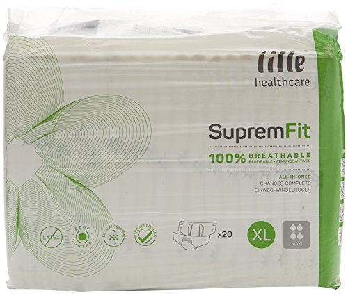 LILLE Suprem Fit Incontinence Pads, Fast Absorbing Disposable Briefs for Men and Women, Maxi, Heavy Absorption, Size XL, Pack of 20