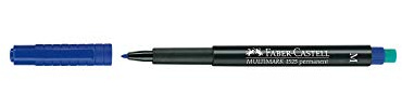 Faber-Castell Acetatstift M-Spitze, blau, permanent writing, mit Acetat-Radiergummi, für CDs, Glas und glatte Oberflächen