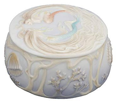 4,5 pulgadas Caja de porcelana, color rosa de cristal azul de sirena, diseño de sirena