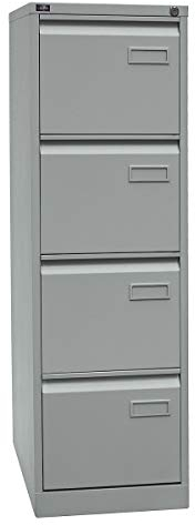 BISLEY Light Hängeregistraturschrank, einbahnig, DIN A4, 4 HR-Schubladen, Metall, 355 Silber, 62.2 x 41.3 x 132.1 cm