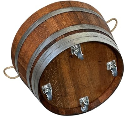Temesso Holzfass als Pflanzkübel, Weinfass halbiert geölt (D70 cm) (mit Halteschlaufen und Rollen)