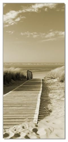 posterdepot Türtapete Türposter Auf dem Holzweg zum Strand in Sepiafarben - Größe 93 x 205 cm, 1 Stück, ktt0028a