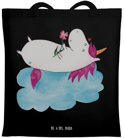 Mr. & Mrs. Panda Strandtasche Einhorn Verliebt - Geschenk, Beutel, Einhörner, Shopper, Tüte, Freundin, Liebe, Unicorn, Schultertasche, Tasche