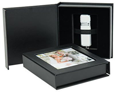 Caja de almacenamiento USB para 1 unidad flash USB con ventana (negro)