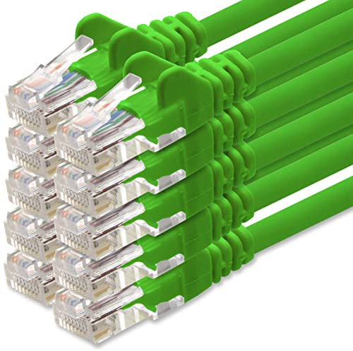1aTTack.de 2m Cavo di Rete verde - 10x - Cat.6 Ethernet Gigabit Lan RJ45 10 100 1000 Mbit s - Cavo Patch UTP compatibile con Cat.5 Cat.5e Cat.7 Cat.8 - verde - 10x - 2m