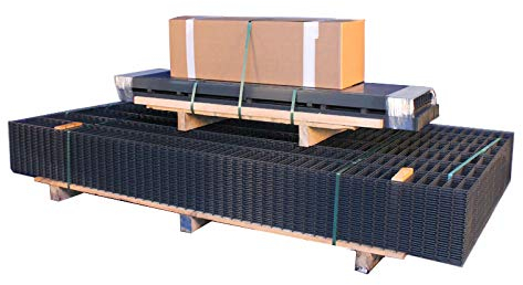 Gitter-Zaun/Metall-Zaun Komplett-Set/verzinkter Stahl/anthrazit Pulverbeschichtet (RAL 7016) Höhe: 120 cm / 37.5 m Länge/Draht: 6-5-6 mm/inkl. Gitterstabmatten, Pfosten und Montagematerial