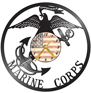 Time Vault Treasures Marines Vinyl Record Clock