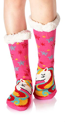 WYTartist Gosiga sockor för kvinnor, fluffiga varma hemmastrumpor, halkfria strumptofflor, tjocka strumpor för vinter, sängstrumpor med ABS-sula, Einheitsgröße