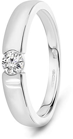 MIORE Ring Damen 0.13 Ct Solitär Diamant Verlobungsring aus Weißgold 14 Karat / 585 Gold, Schmuck
