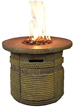 Traedgard Design Feuertisch Palermo mit Hülle und wunderschönen Lavasteinen | gasbetriebene Feuerstelle für Terrasse und Garten mit praktischer Abstellmöglichkeit