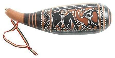 Getrockneter Kürbis 'Guiro' Shaker Rassel Regen Sound natürliches Musikinstrument aus Peru Fair Trade
