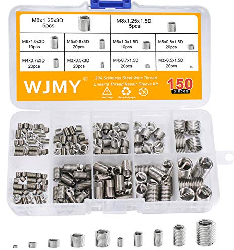 WJMY Helicoil Set Gewinde Reparatur Einsatz Sortiment 150 Stücke gewindereparatursatz M3 M4 M5 M6 M8 Heli-coil Typ Free Laufdraht Gewinde(10 Größen)