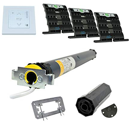 smarotech® Nachrüstset zum Modernisieren von Gurt/Kurbel: smarotech® Montageset SW40 (für 40mm 8-kant-Wellen) inkl. Rollladenmotor Oximo 40 io 9/16 (bis 3,9m²) und Smoove origin io pure