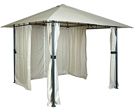 Mendler Gazebo pergola Tende baldacchino Moderno Elegante Giardino Patio HWC-J63 Acciaio Poliestere 3x3m Avorio Beige