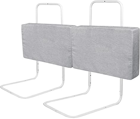 UISEBRT 2 Stück Bettgitter 60cm Rausfallschutz Bett, Bettschutzgitter für Kinder 5-Loch Höhenverstellbar Kinderbettgitter Sicherheitsschutz für Kleinkinder, Babys und Kinder, 120cm, Grau