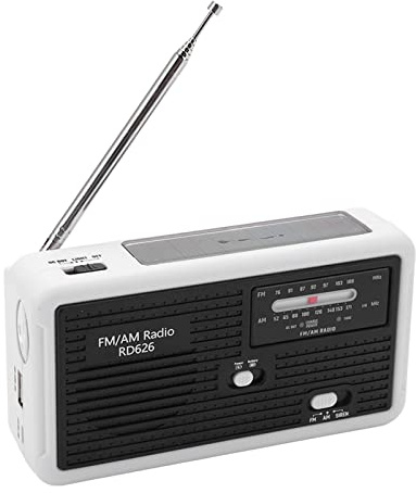 Septpenta Weather Solar Radio, AM/FM Radio Hand Crank Charging Solar Charging Battery Powered Portable Emergency Radio, LED Flashlight USB Charging Interface Alarm Sound for Outdoor