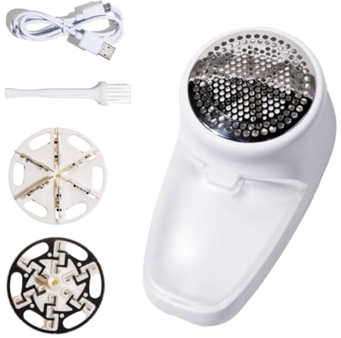 Nori Trim Fabric Shaver - Lint Remover for Clothes & Furniture Couch Pilling - Sweater Pill Remover - Clothes Shaver w/ 6 Precision Blades - Wireless & Rechargeable for Mom - White | Couch pilling, sweater pill remover, clothes shaver with 6 precision blades, wireless and rechargeable