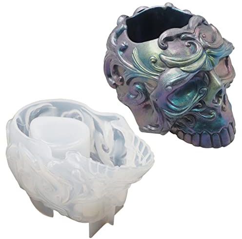 Fulenyi Moule en silicone avec crâne en crâne - Moule en silicone pour Halloween