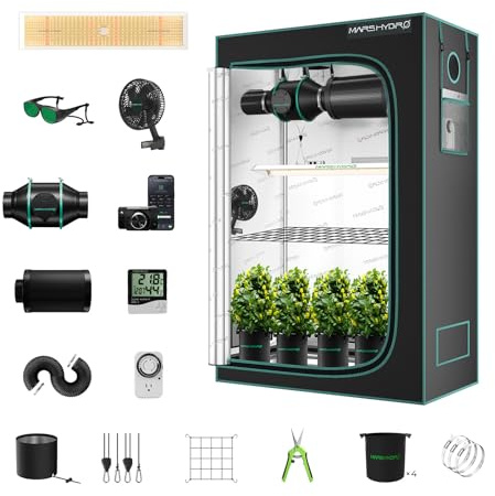Mars Hydro TSL2000 Kit Culture Indoor Lampes De Croissance，1680d 120x60x180cm Tente De Culture ，Chambre De Culture Kit Complet ，Spectre Complet UV IR avec Kit De Filtre pour Ventilateur en Ligne 4