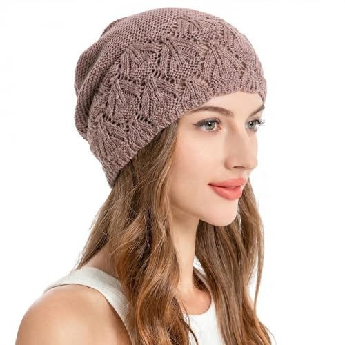 ZLYC Damen Sommer Strickmützen Handstricken Häkelmütze Vintage Beanie Mütze