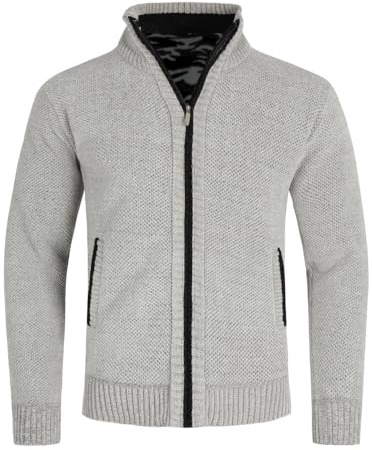 Allthemen Herren Strickjacke mit Reißverschluss Cardigan mit Stehkragen | Gefüttert, Grobstrick, Pullover, Winter Warm, Knitted, Casual Business, Trachtenjacke, Sweatjacke