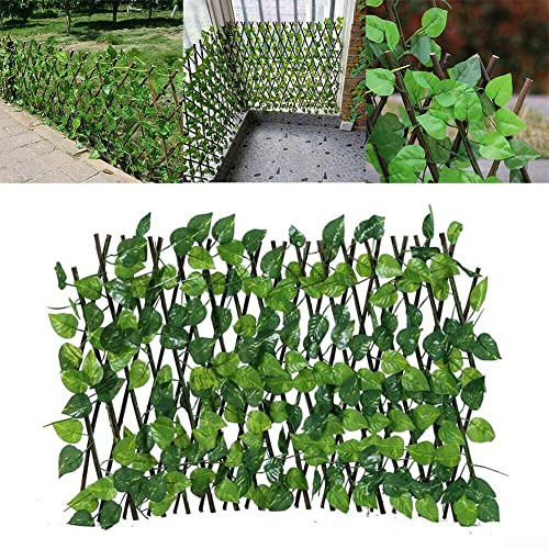 Dekorative Zäune, erweiterbares Rankgitter, Garten, Sichtschutz, künstliche Efeublätter, für Zuhause, Garten, Hochzeitsdekoration, 4 Stück