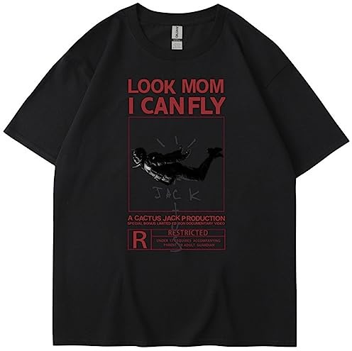 Silver Basic Travis×Ky Jack Astroworld Hiphop Summer Tee Mens Sportive Casual Traspiranti Look Mom I Can Fly Maglietta a Maniche Corte Unisex