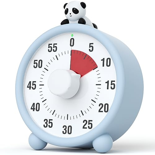 LIORQUE Visueller Timer 60 Minuten Countdown Timer Panda Timer | für Kinder und Erwachsene Leiser Kurzzeitmesser mit wiederaufladbarem Akku Zeitmanagement Werkzeug für Zuhause Schule Büro