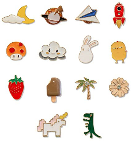 14 Stück Cute Emaille Pins, Emaille Anstecknadel Set, Wissenschafts Brosche Niedliche Cartoon Anstecknadeln Abzeichen Emaille Anstecknadel für Kleidung Pullover Schals Hut Anzüge Rucksack