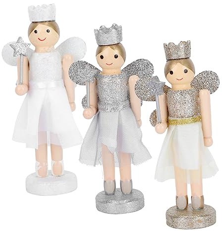 HAKIDZEL 3stücke Holz Nussknacker Figur Weihnachtsengel Dekoration Tischornament Schlafzimmer Engel Party Zubehör Weihnachtsdeko Engel Bastelarbeit