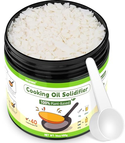 YULOFMVE Cooking Oil Solidifier Powder, 14 oz Solidifies Up to 40 Cups from Mess, 100% Plant-Based Grease Hardener for Easy Disposal, No Clogged Drains, for Frying Oil and Bacon Grease