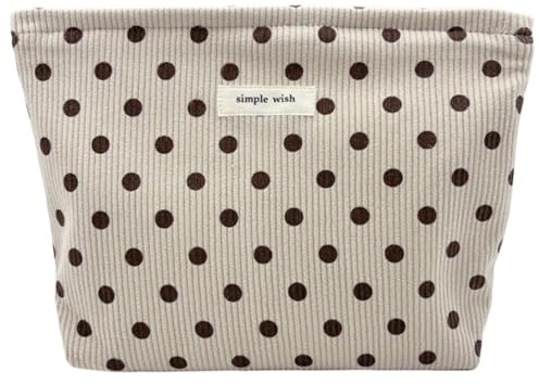 Torytoe Kosmetiktasche, Kulturtasche Segeltuch Mäppchen Make Up Schminktasche Gewebt Kariert Waschtasche Travel Cosmetic Organizer Kulturbeutel Reisen Kosmetikbeutel für Damen, Helles Kamel