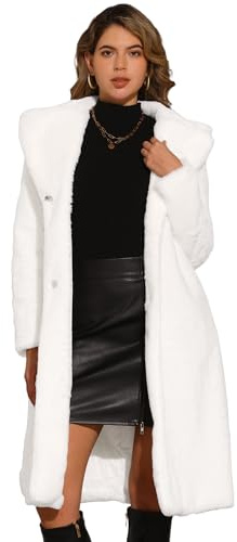 Allegra K Donna Cappotto Pelliccia Sintetica Cappotti Lungo Invernale Giacca Elegante Lana Bianca M