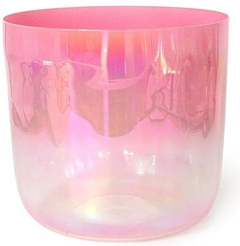 Kristall Klangschale, Tibetische Klangschalen, Meditation Zubehör, Singing Bowl für Meditation Gebetsentspannung, für Yoga, Entspannen, Selbsthypnose (Pink,E tone)