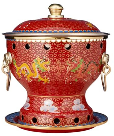 OYWEHECE Einzelne Person, Kleiner Kupfertopf, Alter Pekinger Kleiner Dicker Kuh-Hot Pot, Chinesischer Traditioneller Cloisonné-Hot Pot, Kommerzieller Alkoholanteil, Roter Kupfer-Hot Pot,A