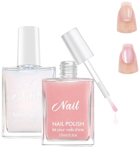 2PCS Vernis Durcisseur Ongle, 8 in1Vernis Soin Fortifiant Ongles Abimes Kit Soins Ongles Base et Finition pour Ongles, 15ml Empêche le Dédoublement de Ongle, Durcisseur, Protège & Sublime