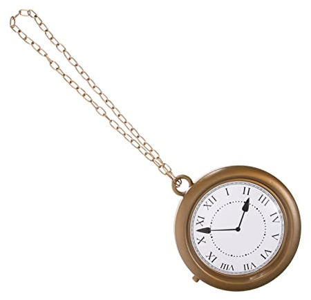 AOKWAWALIY Jumbo-Uhr-Halskette Übergroße Weiße Hasenuhr Goldene Uhr-Halskette Kostümzubehör Für Teepartys Rapper-Anzieh-Requisiten (Nicht Funktionsfähig)