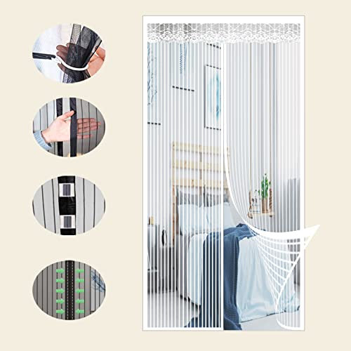 Zanzariera grande bianca, 150 x 205 cm, facile da installare, per cucina, patio, porta scorrevole, senza bisogno di fori