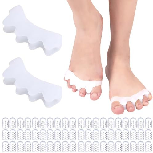 TTPSRY 60 Piezas Separador Dedos Pies Silicona Corrector Juanetes Ortopédico Alineador Dedos Protector Alivio Dolor